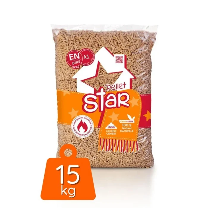 PELLET STAR pellets de madera 100% Abeto – EnPlus A1 Bolsa 15kg - Imagen 3