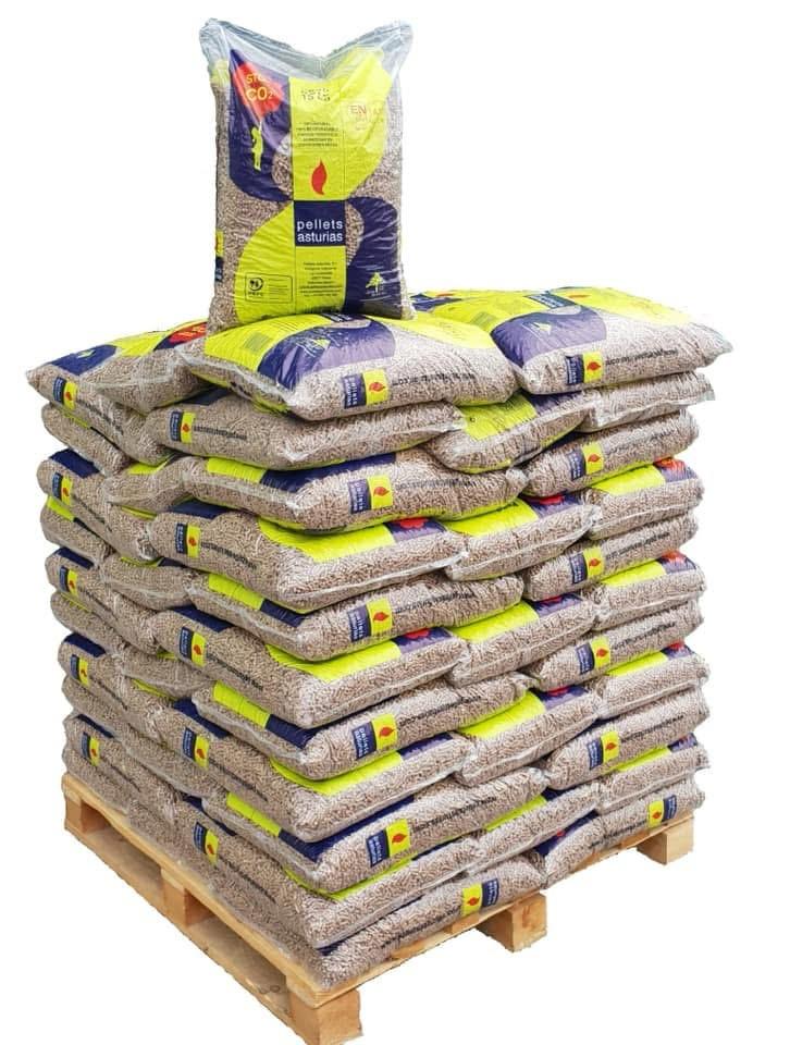 Pellets Asturias – Palet de 72 sacos de 15 kg (1.080 kg) Certificado ENplus